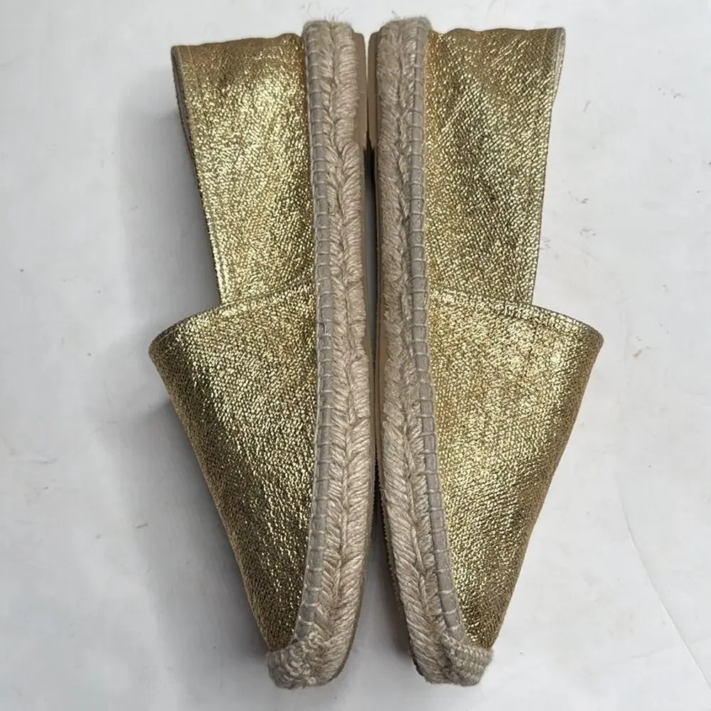 J. Crew Made-in-Spain espadrille Flats in Gold metallic canvas S-378 Sz 12